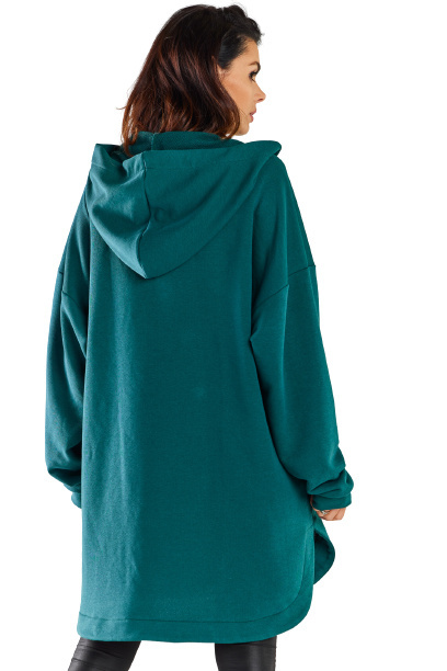 Bluza damska oversize z kapturem rozpinana bawełniana zielona